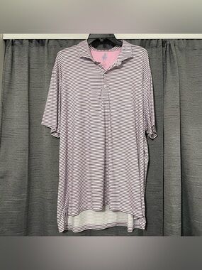 Johnnie 0 Men's Featherweight Striped Golf Polo Shirt Mens XXL Pink